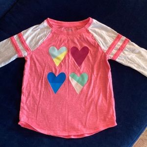Baseball style 3/4 length arms t shirt with hearts